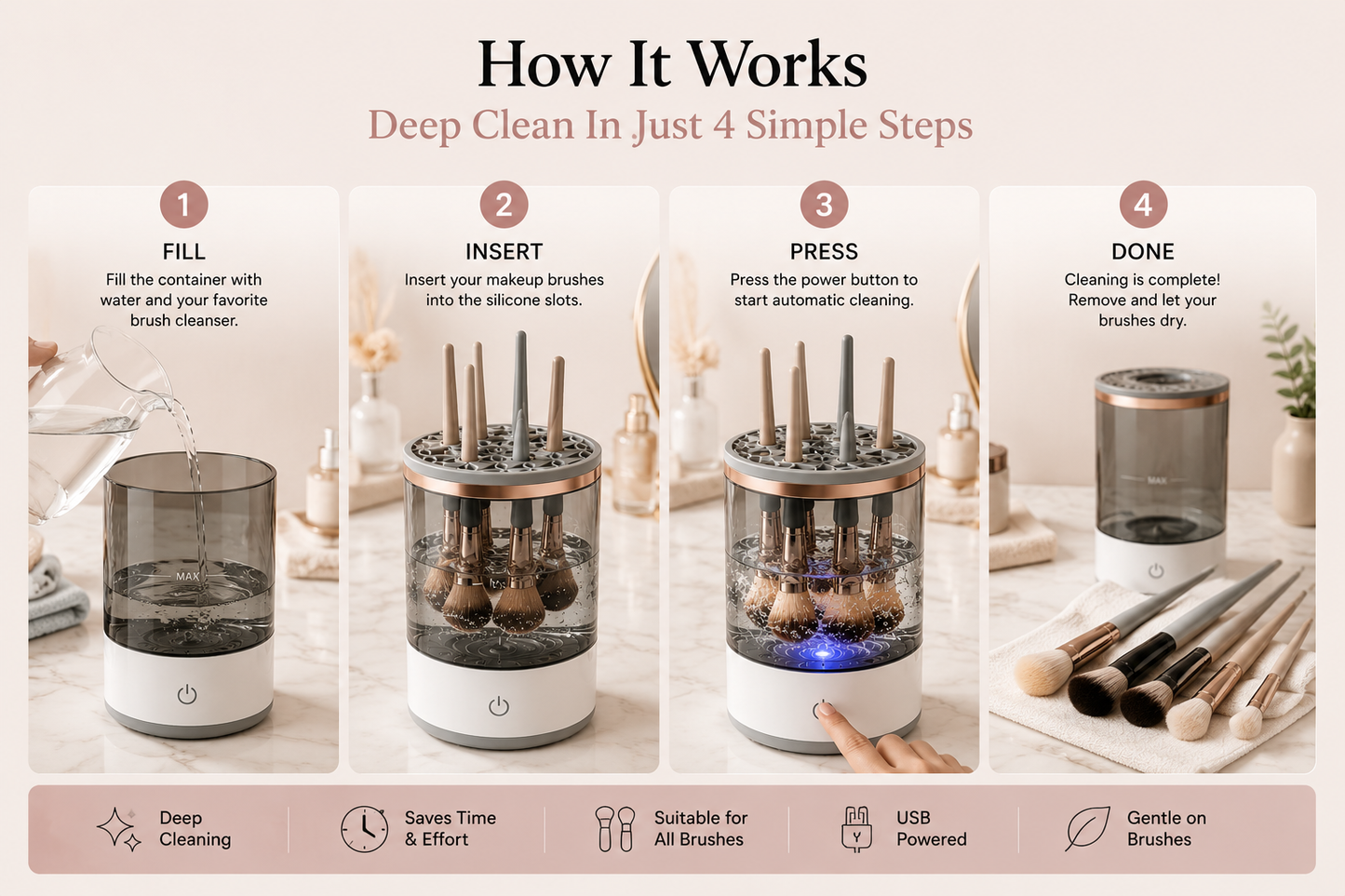 BrushPure™ Makeup Brush Cleaner | Clean Brushes in Minutes